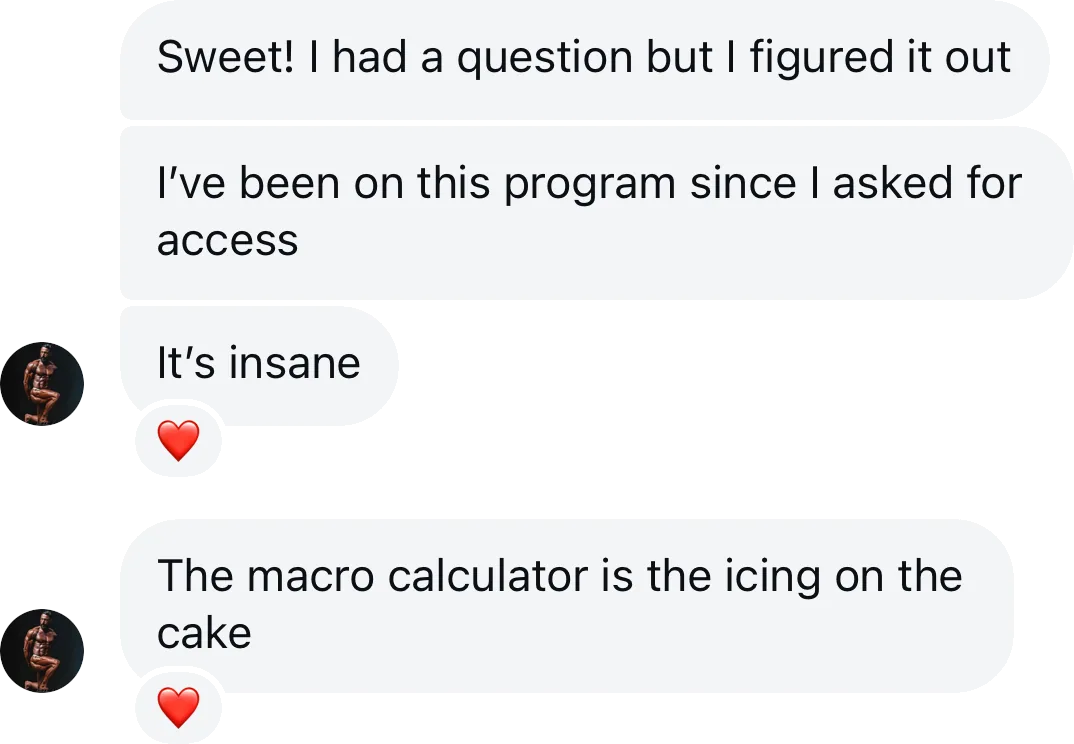 Coach testimonial: says program insane macro calculator icing