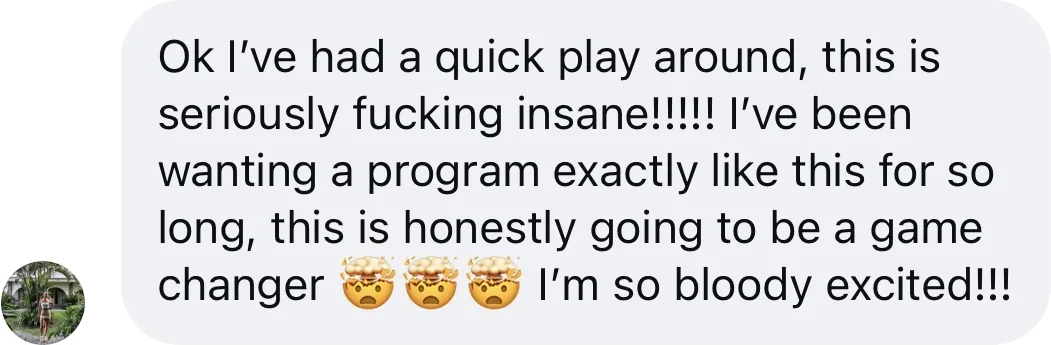 Coach DM: Seriously insane! Wanted a program exactly like this for so long, going to be a game changer