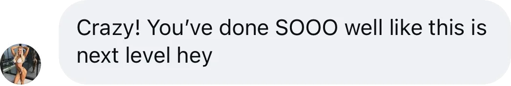 Coach DM: Crazy! You've done so well, this is next level